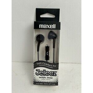 Maxell Soft Comfort Fit 191569 Jelleez Black Corded Earbuds Mic Microphone